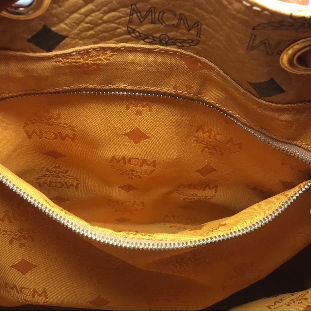 Authentic MCM Cognac Backpack Drawstring with Logo Print - Picture 12 of 16